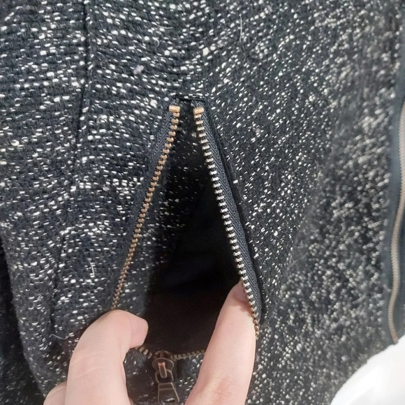 Gap Marled Black & White Tweed Moto Jacket in Size XXL - Picture 9 of 15